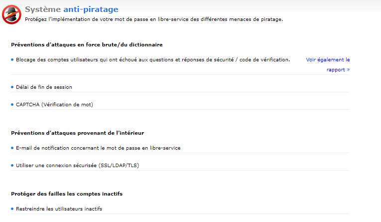 Figure 1. Protégez vos mots de passe contre les menaces de piratage courantes avec ADSelfService Plus.