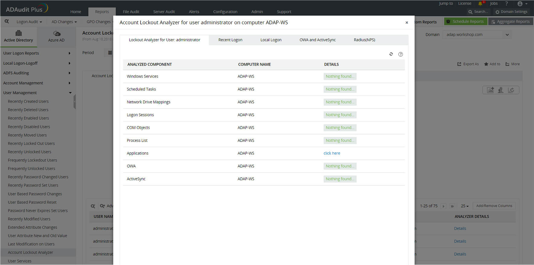 Account lockout analyzer