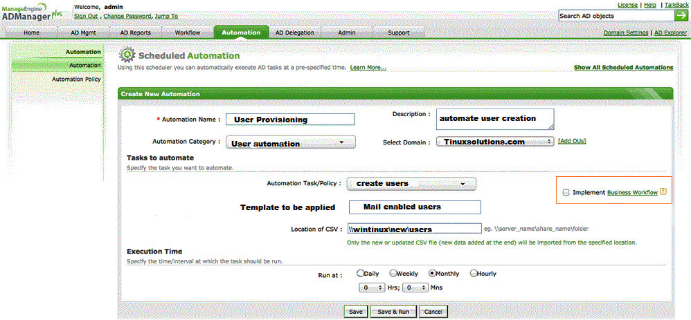 Automatisation du workflow Active Directory