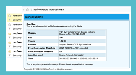 Network Defender Plus - notification des alertes par email et SMS