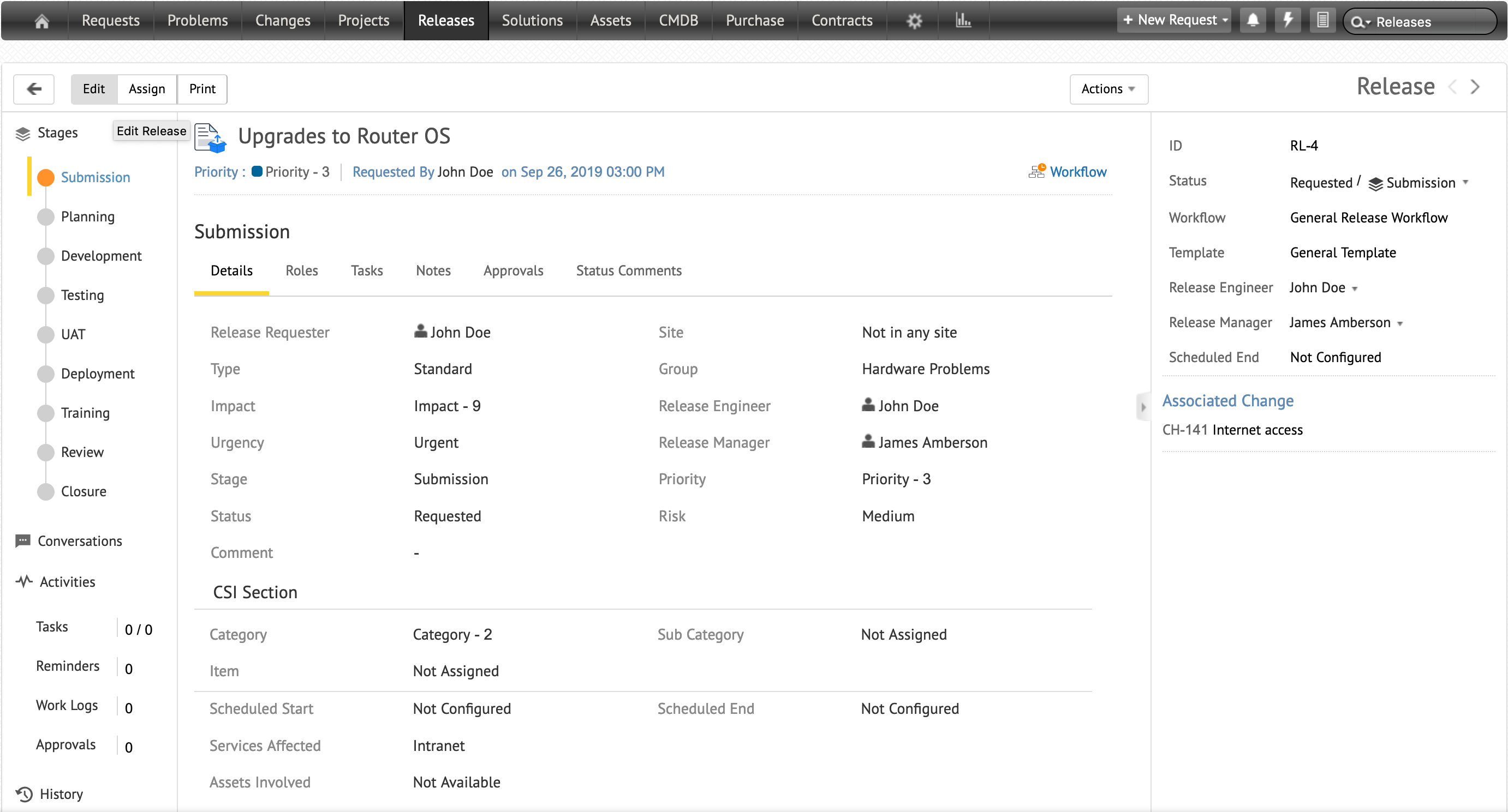 ITIL release management roles and responsibilities