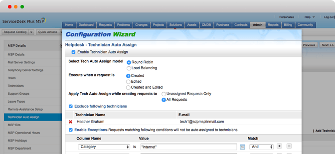 msp automatic ticket dispatch